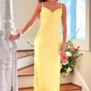 Beginning Boutique Satin Honey Yellow Maxi Dress Size 2 / XSMALL